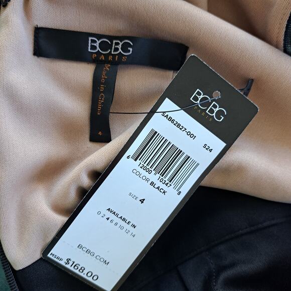 NEW BCBG Paris Black Lace Pleated Chiffon Mini Dress Size 4 Cocktail Party - Picture 7 of 11